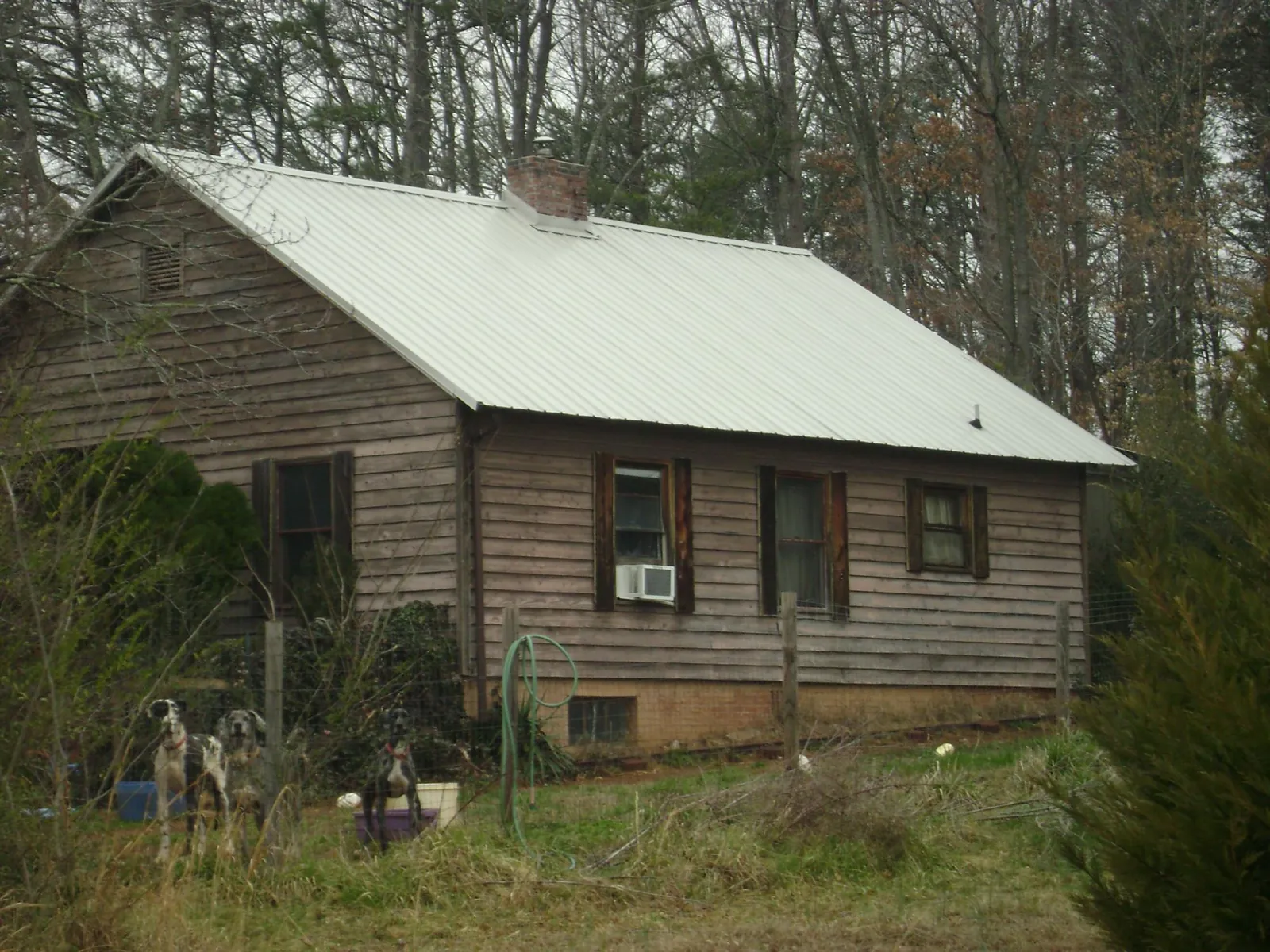 White metal roof on an old wood sided farmhouse, from a Metal Roof Installation job in Kew Gardens